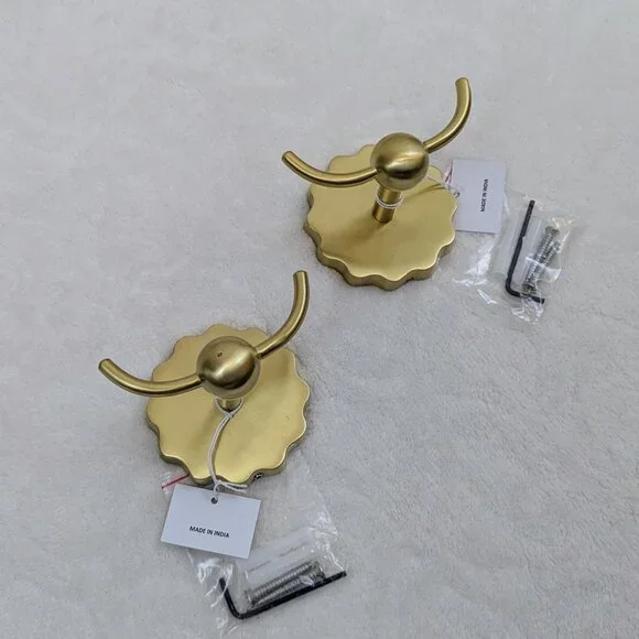 NWT Anthropologie Wiggle Bath Hook Set (2) in Brass - Picture 3 of 10